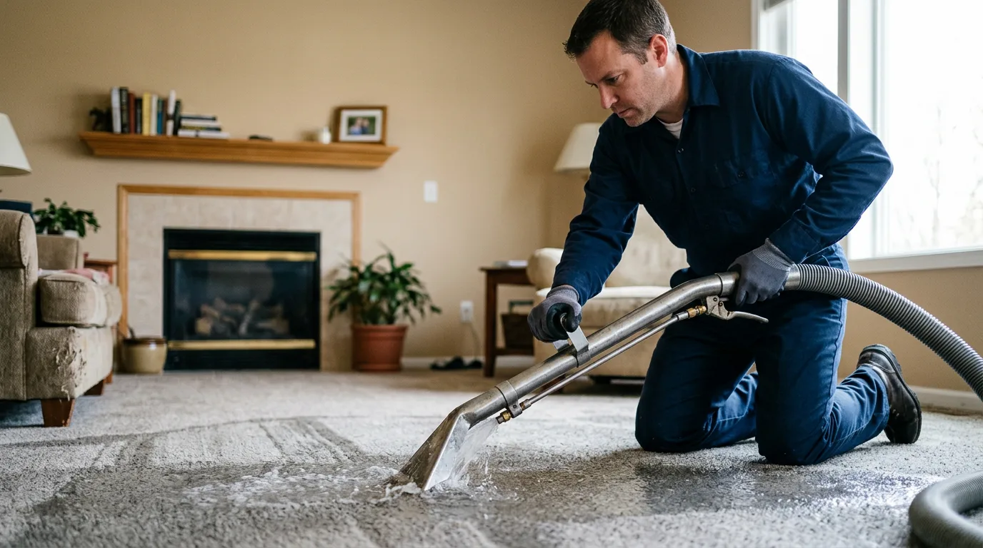 Water damage restoration technician working near Camden, TX